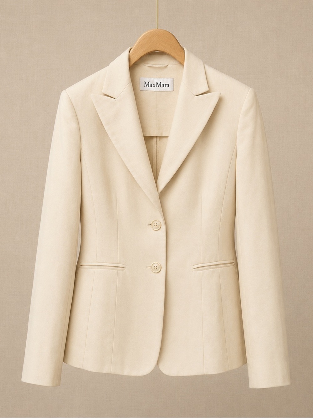 MAXMARA Italy Linen Cotton Ivory Blazer Jacket Tailored EU 42 US 10